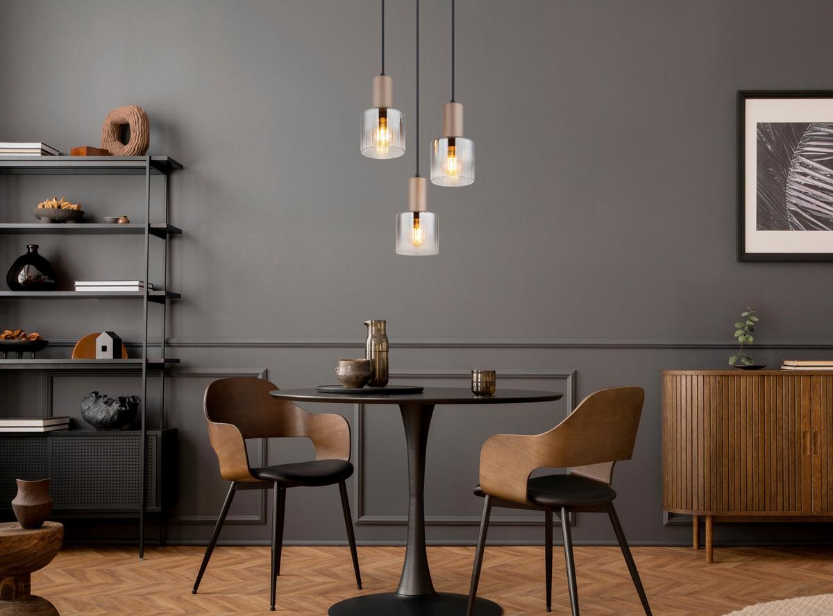 Hängeleuchte 54318-3hr Walton - Klar/Chromfarben, Design, Glas/Kunststoff (28/150cm) - Globo