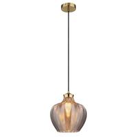 HÄNGELEUCHTE 15898H1 - Goldfarben/Schwarz, Basics, Glas/Textil (25/120cm) - Globo