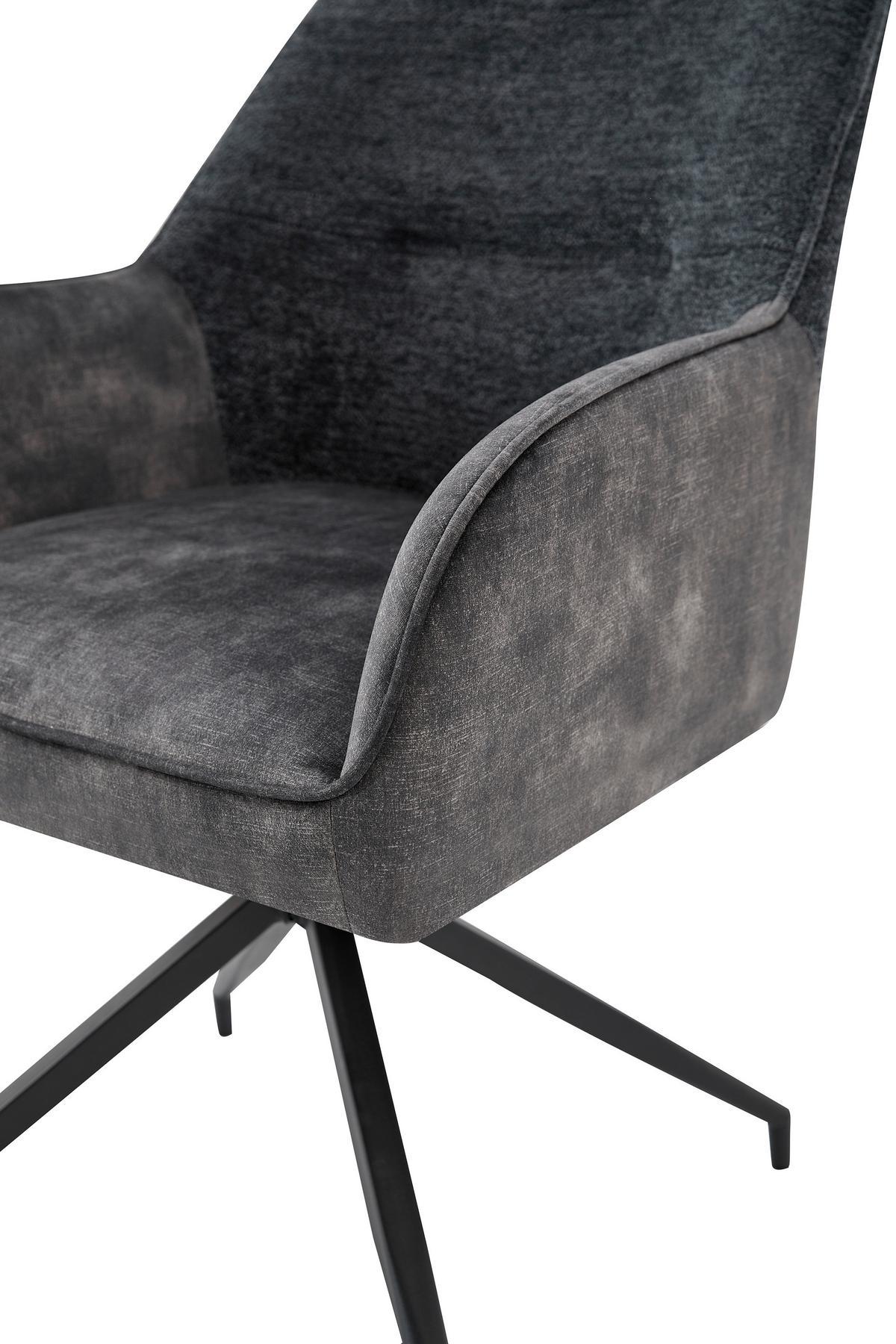 Stuhlset JACKY Anthrazit, Samt - Anthrazit/Schwarz, MODERN, Textil/Metall (62/87/56cm) - MID.YOU