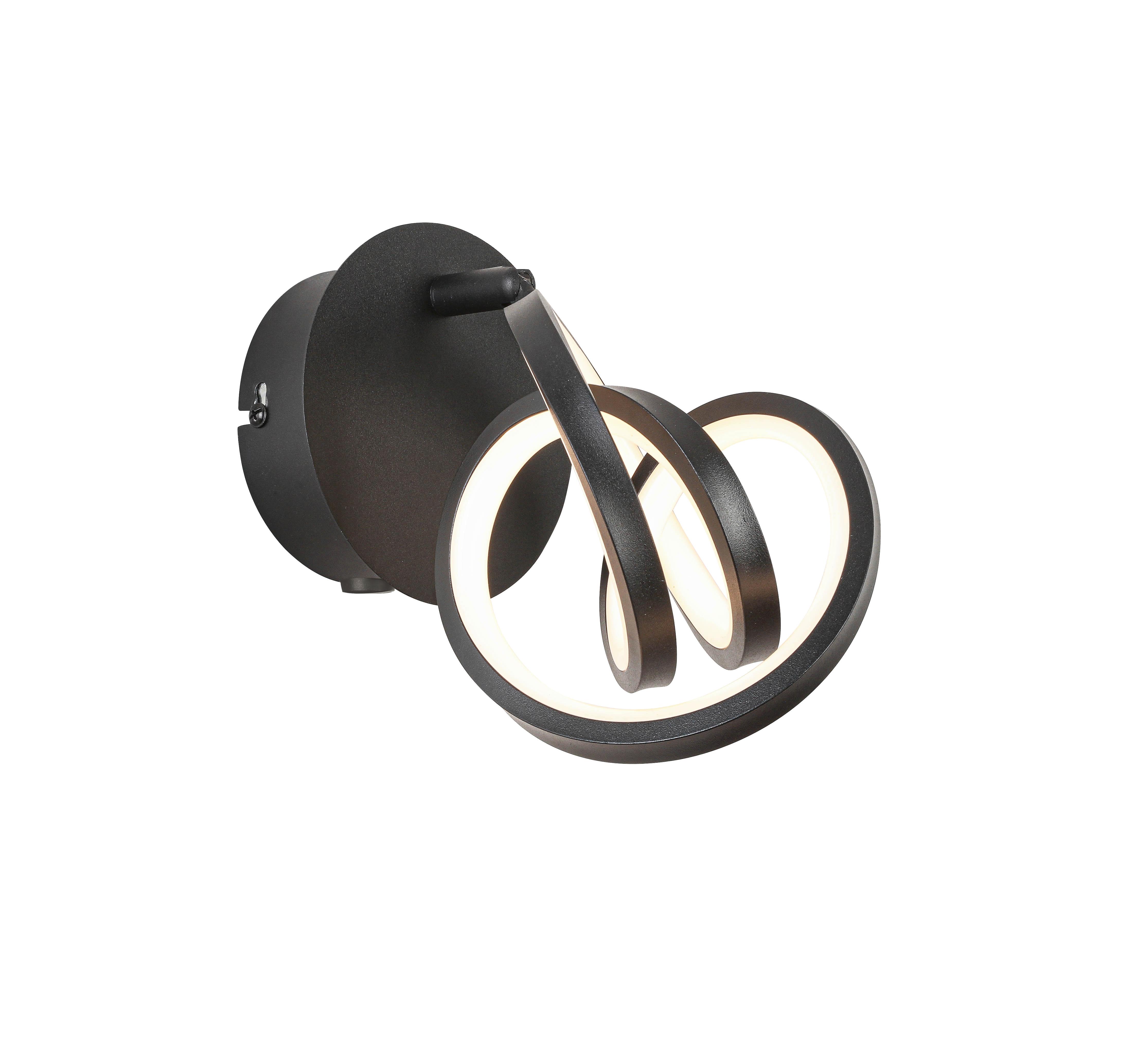 Led Spotlámpa Rundi - fekete, Modern, műanyag/fém (12/12/18cm) - Modern Living