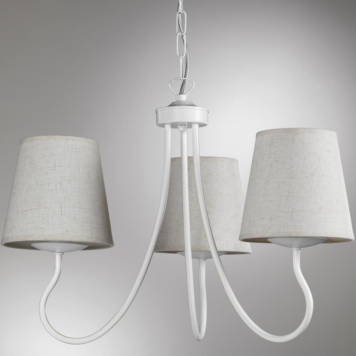 Kronleuchter Margot Weiß max. 6 Watt - Weiß, KONVENTIONELL, Textil/Metall (45/100cm)