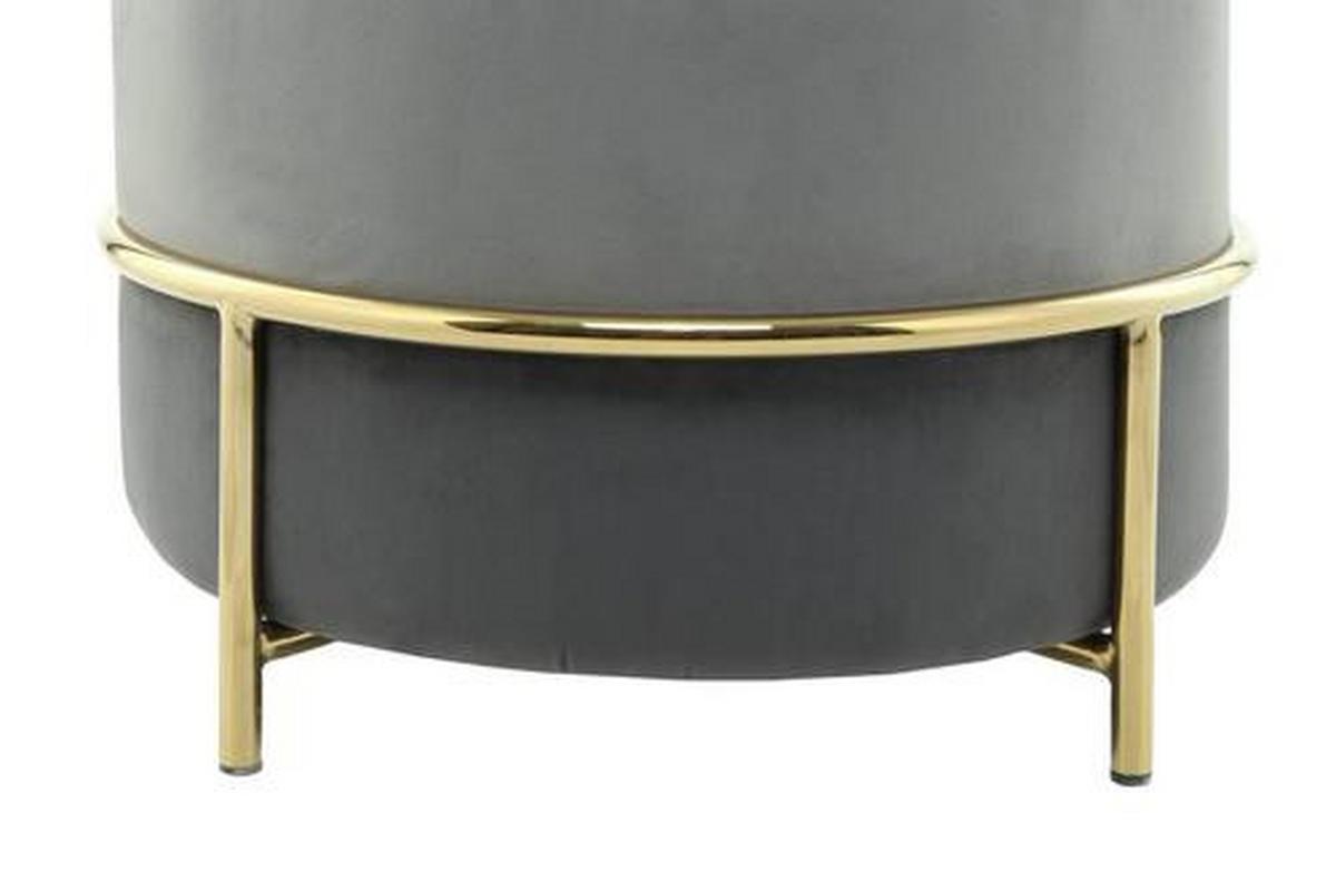 HOCKER Hocker mit Samt-Bezug in Grau - Goldfarben/Grau, Basics, Holzwerkstoff/Textil (48,5/46/48,5cm) - Kayoom