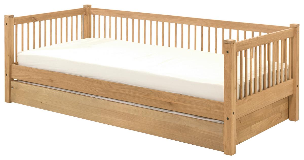 Ausziehbett FORREST ca.90x200cm Echtholz Eiche - Naturfarben, MODERN, Holz (90/200cm) - Vipack
