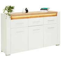 Sideboard Leonardo in Weiß Hochglanz - Chromfarben/Eichefarben, MODERN, Holzwerkstoff/Kunststoff (160/96,5/40cm) - Mömax