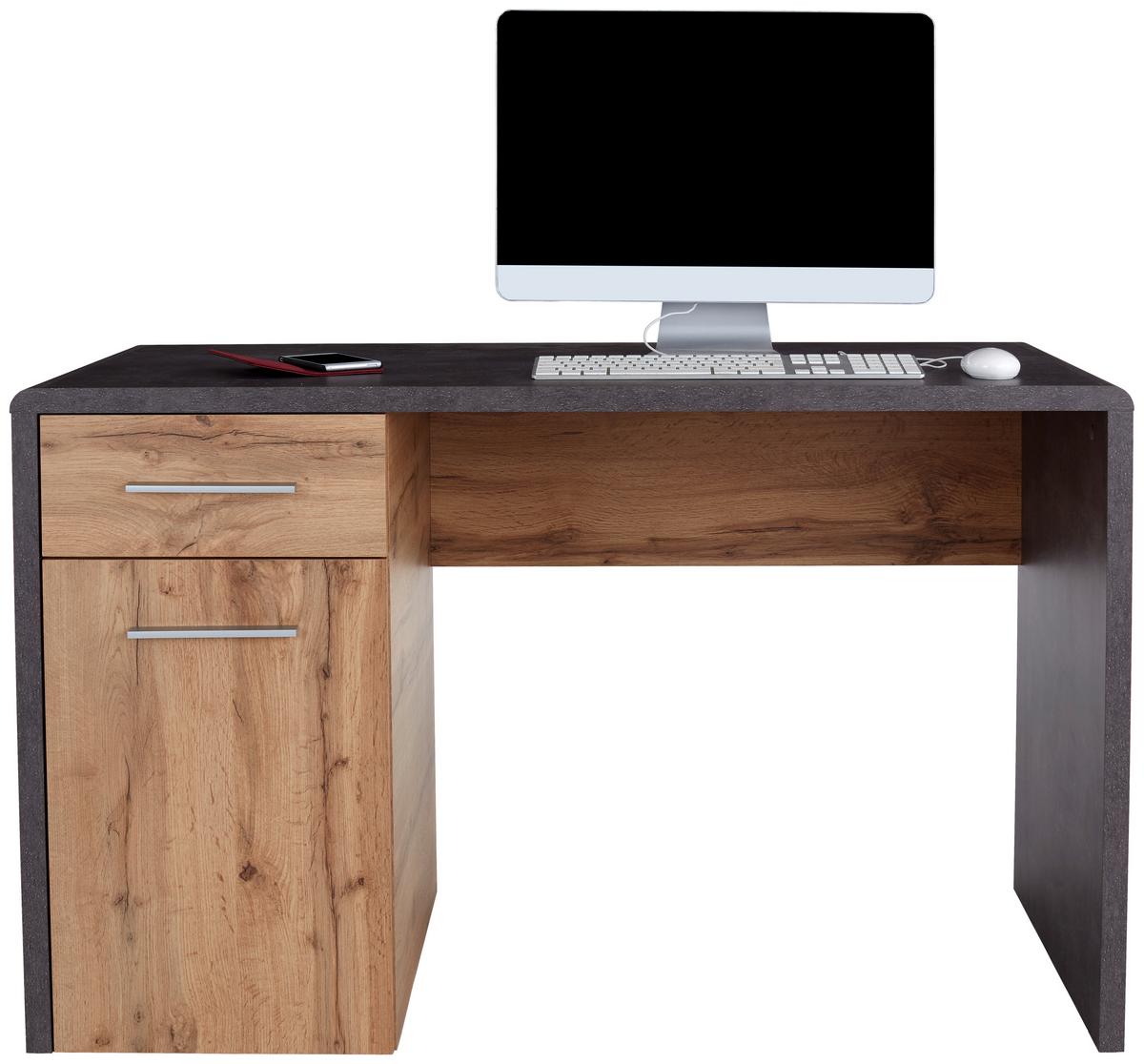 Pisalna Miza Fontana New Ftb06, Temno Siva, Hrast - barve kroma/temno siva, Moderno, umetna masa/leseni material (120/75,5/60cm) - Mömax