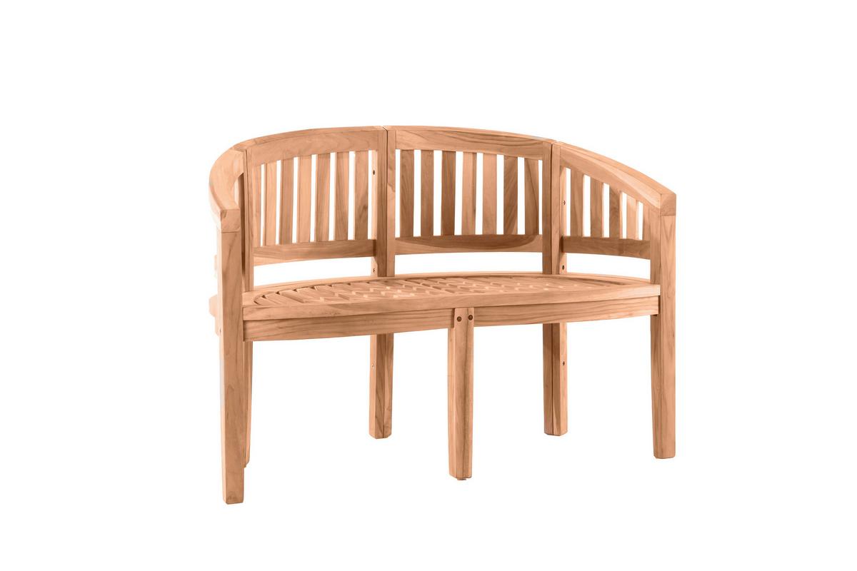 Gartenbank 2-Sitzer halbrund Naturfarben Teakholz - Naturfarben, Natur, Holz (120/85/53cm) - Gardenson