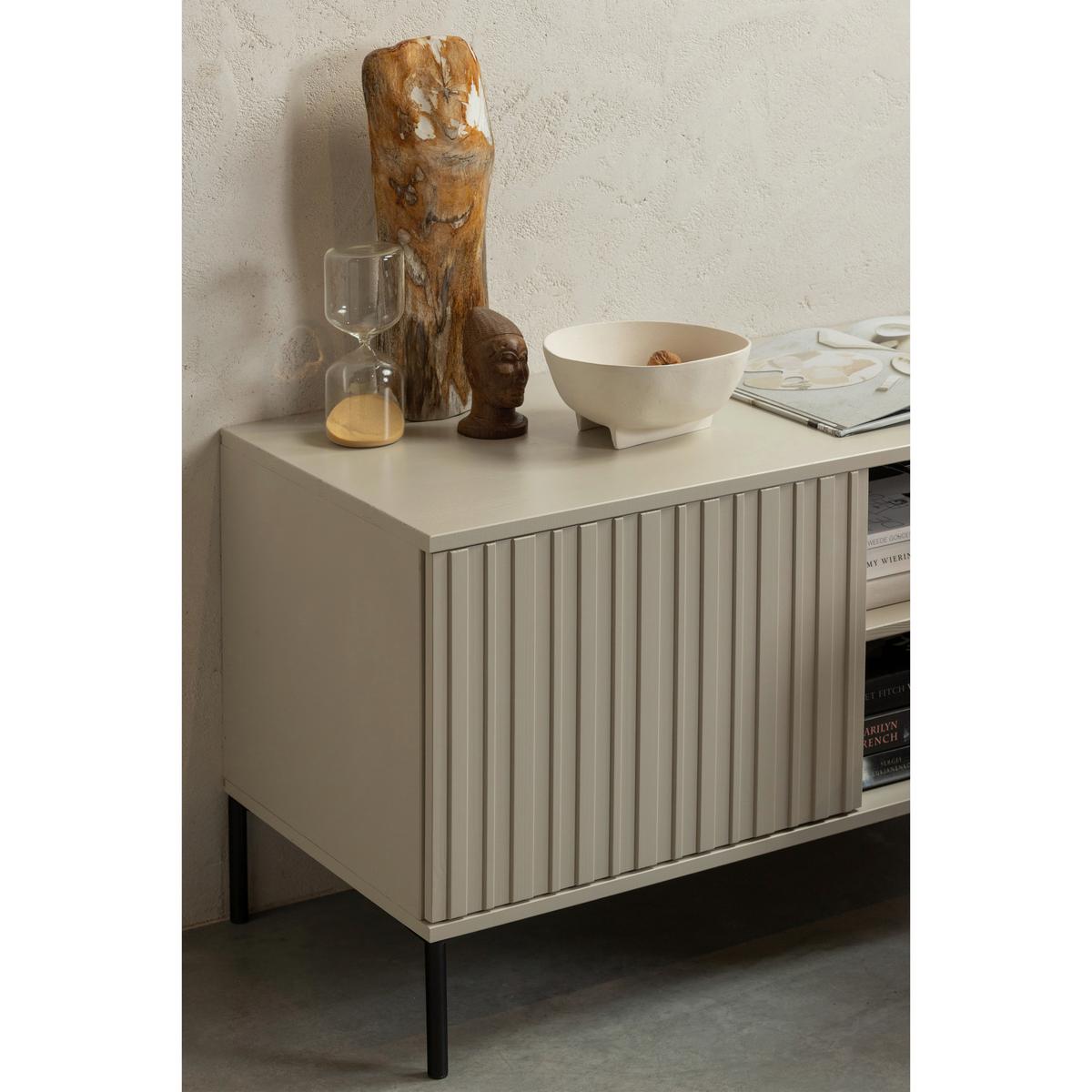 Lowboard Gravure Grau B: 100cm - Schwarz/Grau, Design, Holz/Metall (100/56/44cm) - Livetastic