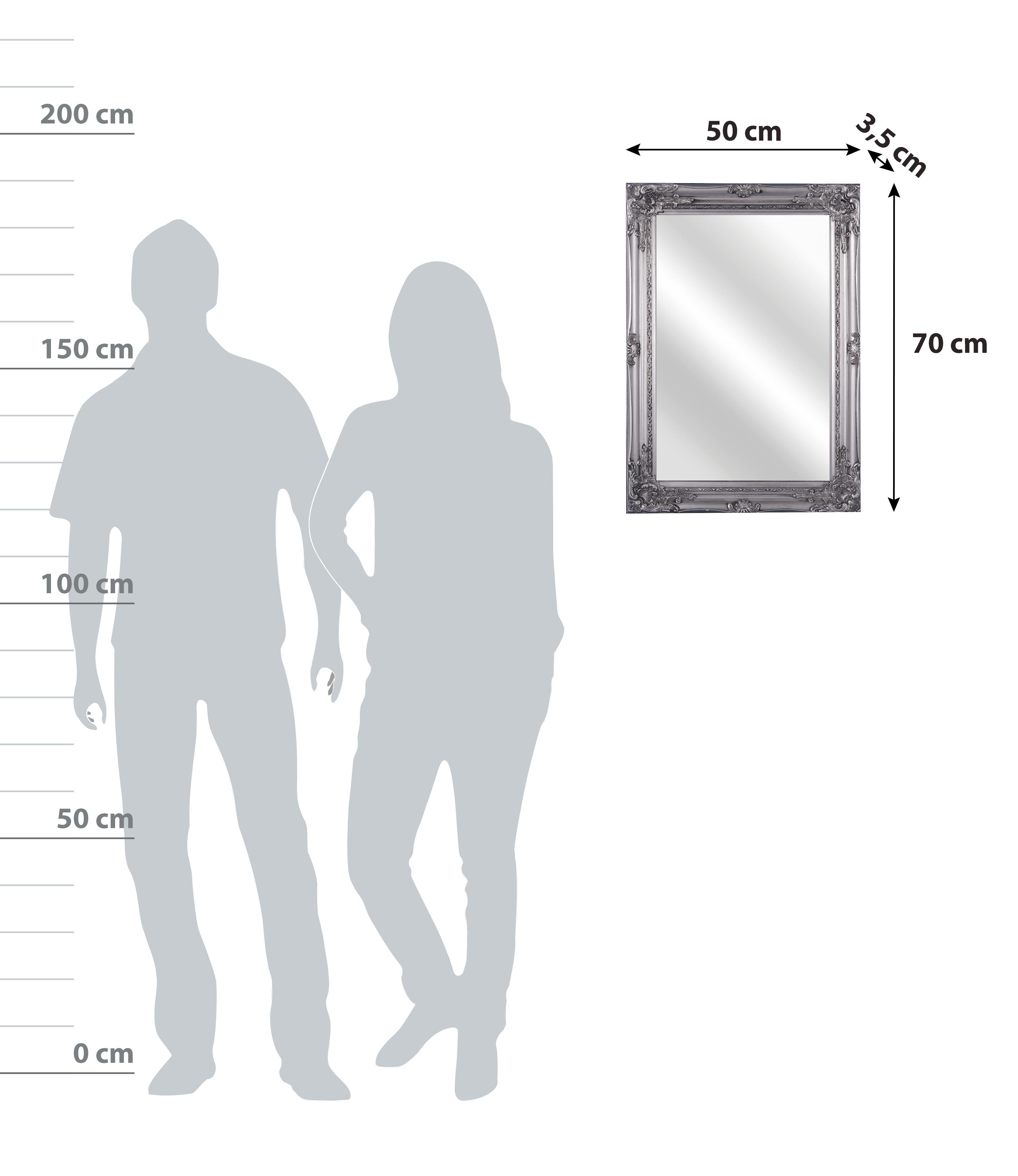 Oglindă de perete Walter - argintiu, Modern, sticlă/material pe bază de lemn (50/70/3,5cm) - Modern Living