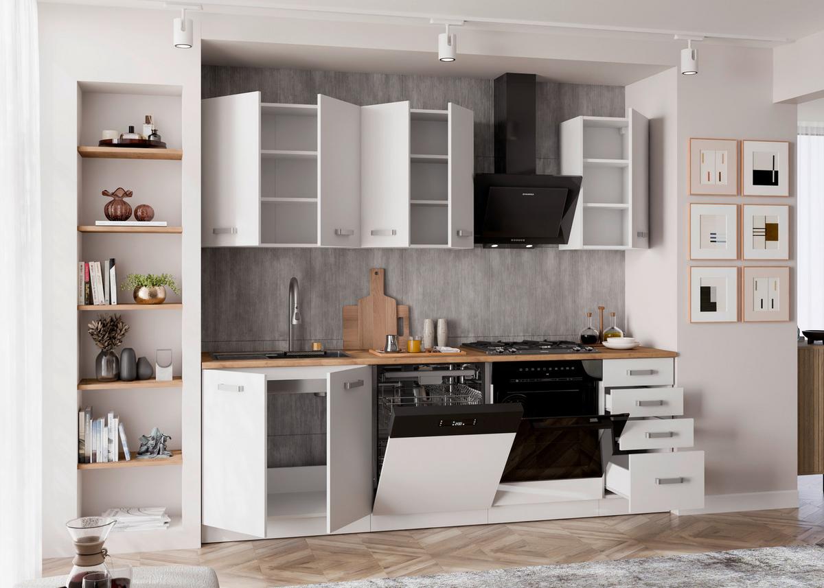 Blok Kuhinja Eko - boja hroma/boja hrasta, Moderno, pločasti materijal/plastika (240/218/60cm) - Modern Living