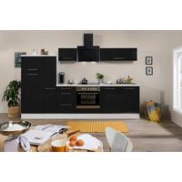 Küchenzeile mit Geräte Schwarz Hochglanz/Weiß B: ca. 300 cm - Edelstahlfarben/Schwarz, KONVENTIONELL, Holzwerkstoff/Metall (300cm) - Respekta