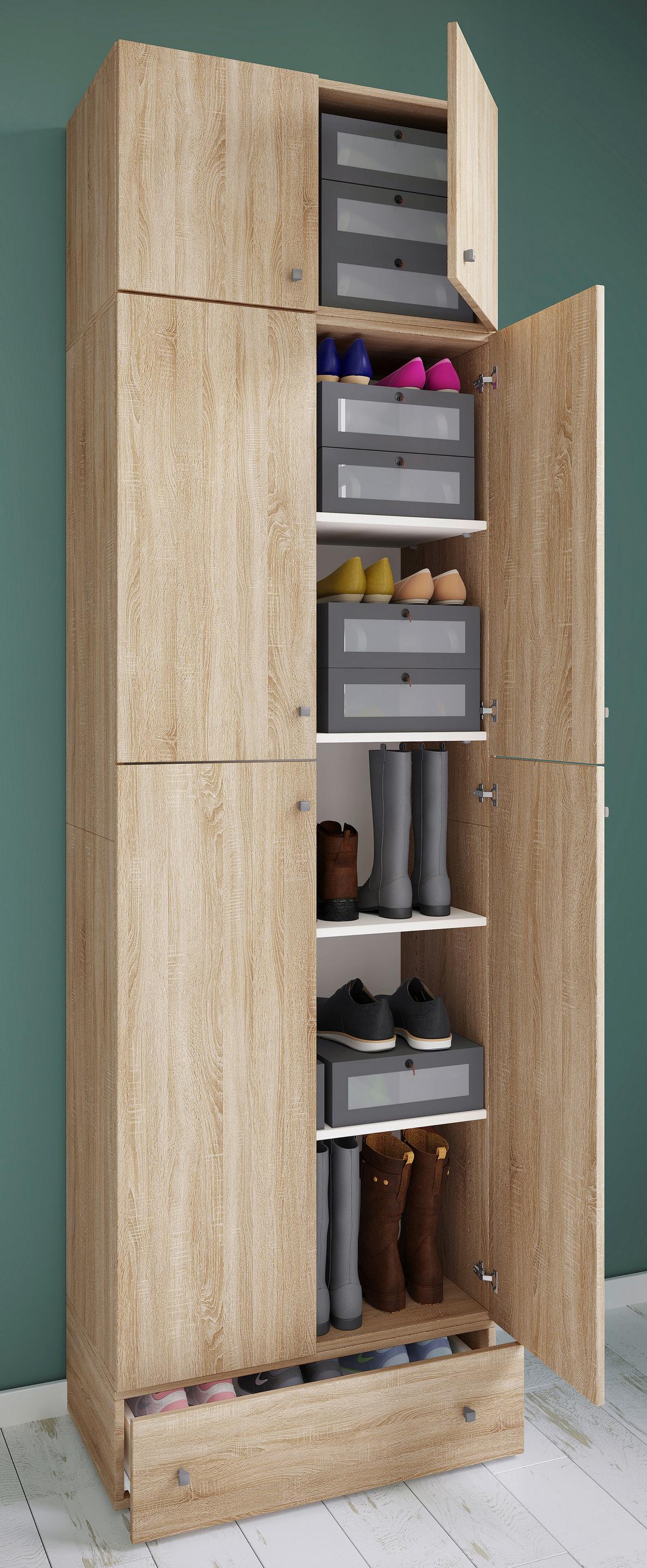 Kleiderschrank Lona XXL Sonoma Eiche ca. 70x240x39 cm - Buchefarben/Grau, MODERN, Holzwerkstoff/Kunststoff (70/240/39cm) - MID.YOU
