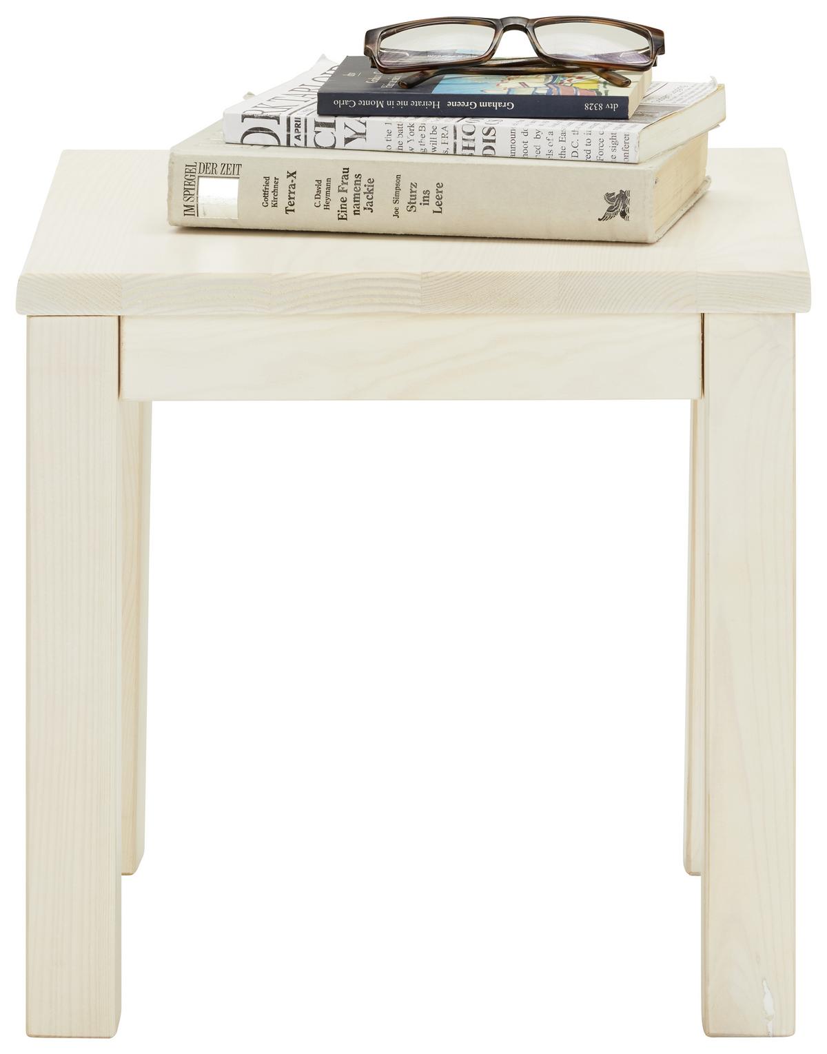 Nachttisch in Weiss aus Massiv Holz - Kieferfarben, Konventionell, Holz (35/35/35cm) - Based