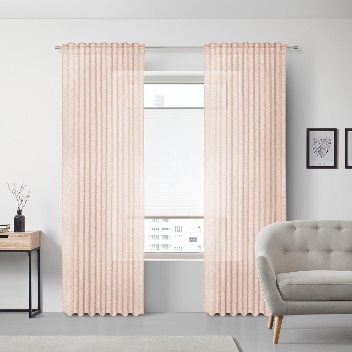 Fertigvorhang Sigrid in Rosa ca.140x245cm - Rosa, ROMANTIK / LANDHAUS, Textil (140/245cm) - Premium Living