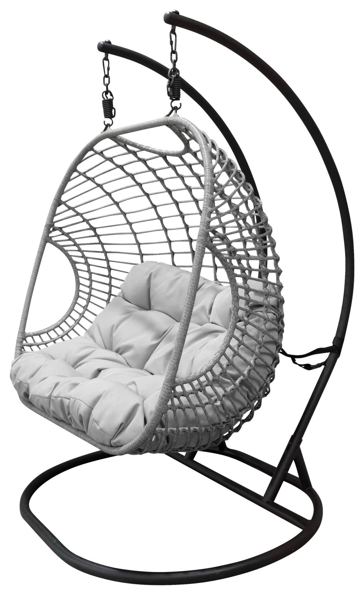 HÄNGESESSEL VIGA - Hellgrau/Schwarz, KONVENTIONELL, Kunststoff/Metall (133/196/105cm) - Gardenson