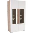Vitrina Toronto - bela/hrast, Moderno, steklo/leseni material (105/196/42cm) - Mömax modern living