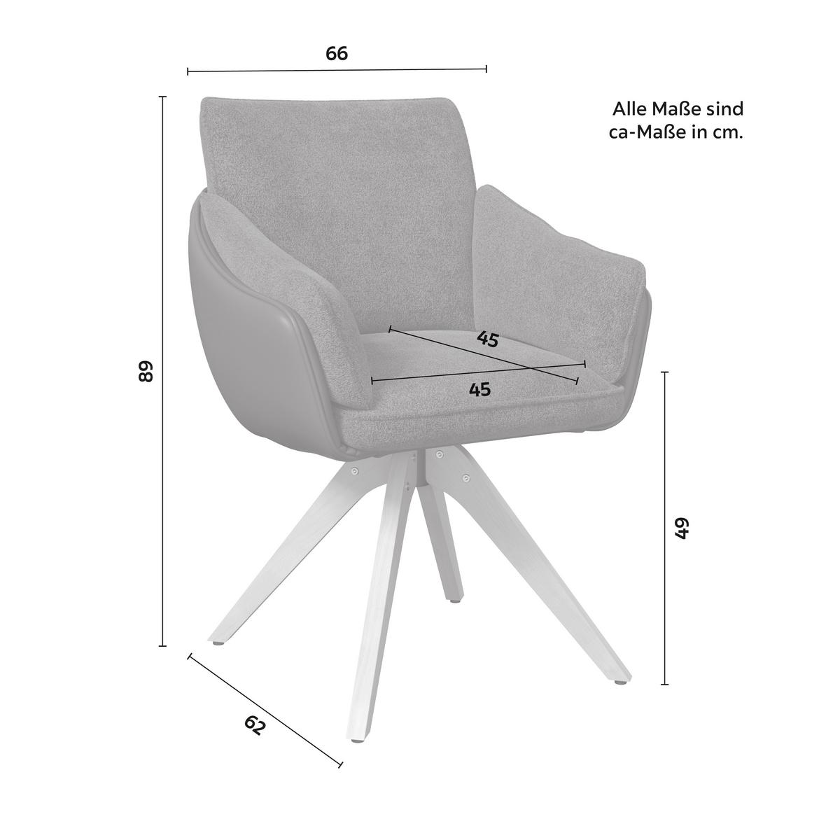 Armlehnstuhl Alja Braun Bouclé/Mikrofaser Drehbar - Buchefarben/Braun, MODERN, Holz/Textil (66/89/62cm) - Bessagi Home