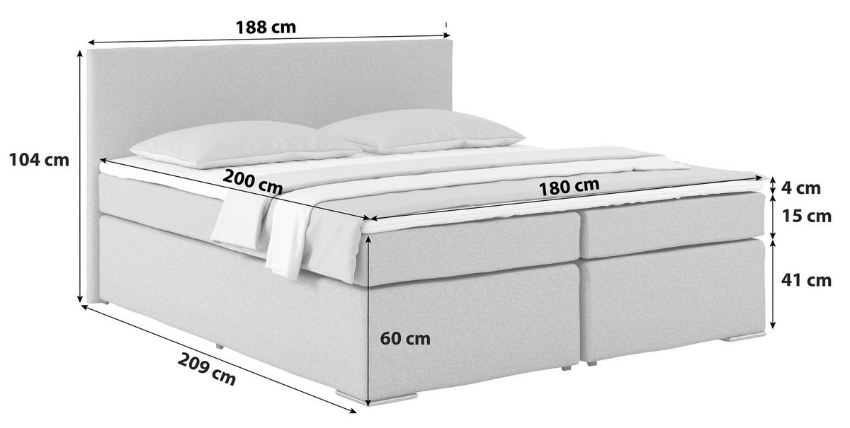 Boxspring Krevet Nero - bež/boje kroma, Konvencionalno, tekstil/metal (180/200cm) - Best Price