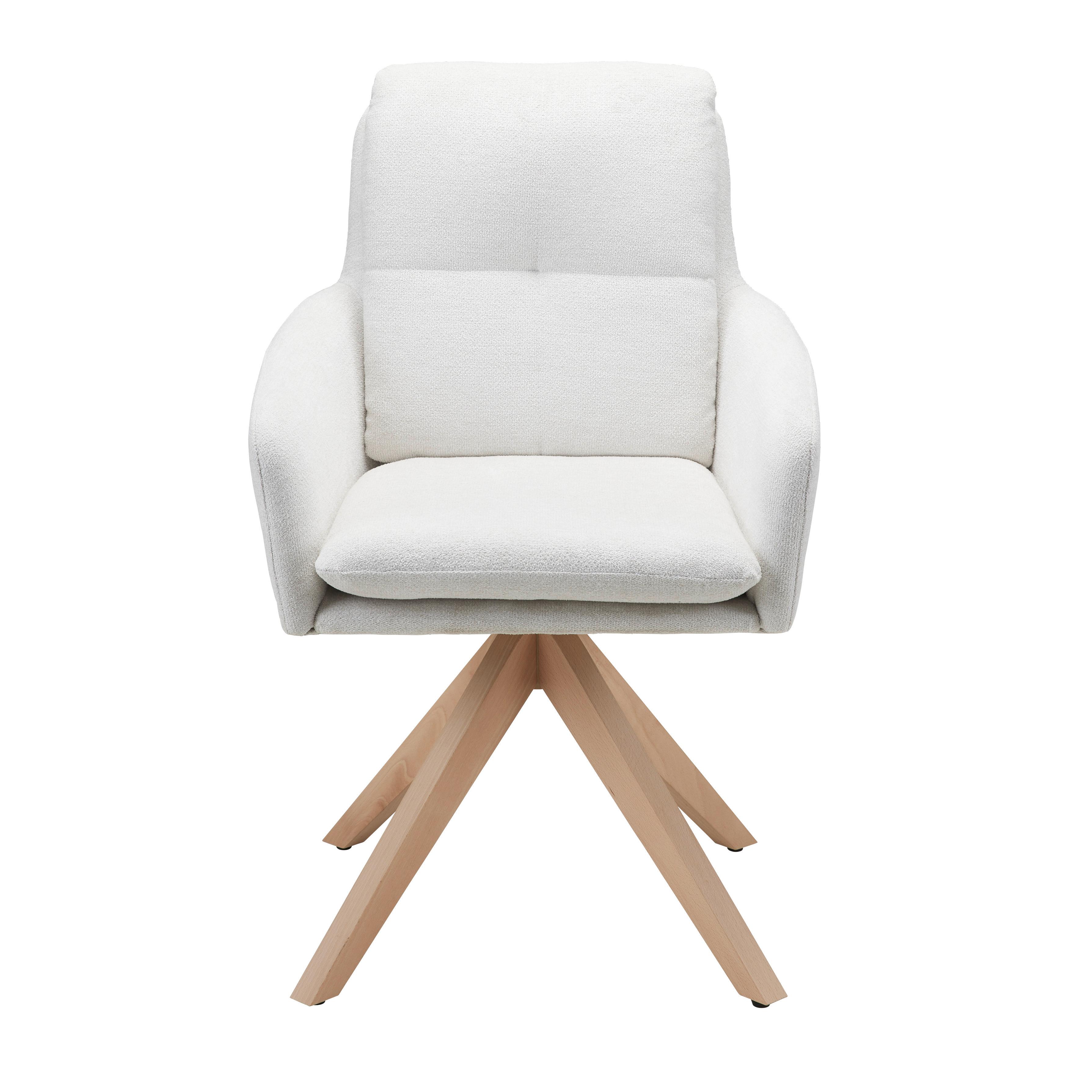 STOL MED ARMSTÖD FINJA - vit/bokfärgad, Modern, metall/trä (59/97/63cm) - Bessagi Home