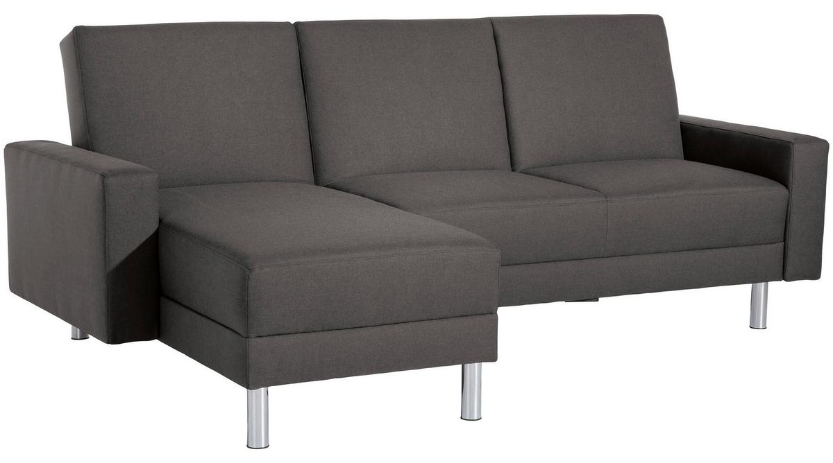 ECKSCHLAFSOFA JUST FASHION - Chromfarben/Anthrazit, KONVENTIONELL, Textil/Metall (152/230cm) - Max Winzer