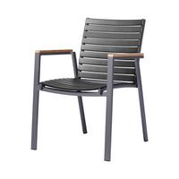 Gartensessel Mood Extreme Anthrazit/Teakholz stapelbar - Anthrazit/Schwarz, KONVENTIONELL, Holz/Kunststoff (56,5/84/62cm) - Gardenson