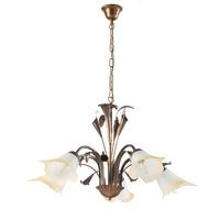 Kronleuchter Lucrezia Bronzo Bronzefarben max. 6 Watt - Bronzefarben, Natur, Glas/Metall (70/100cm)