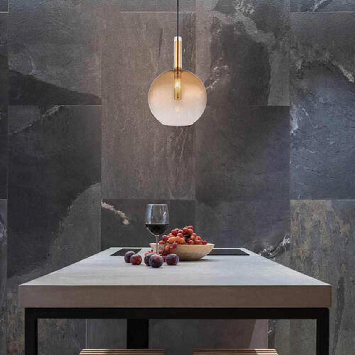 HÄNGELEUCHTE 16044H1 - Klar/Messingfarben, Design, Glas/Metall (18/120cm) - Globo