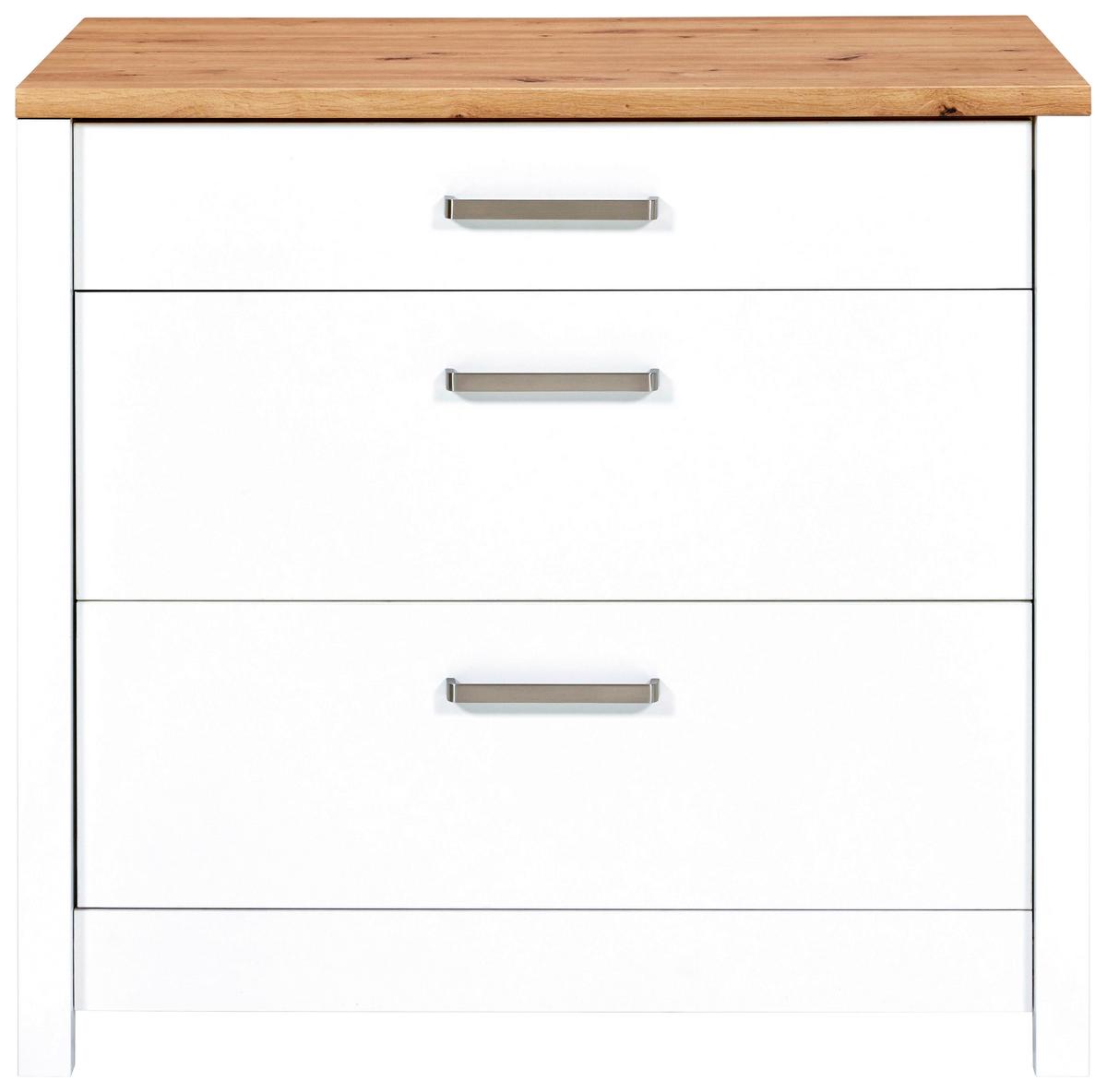 Küchenunterschrank Sicilia Weiß/Eiche Artisan - Silberfarben/Weiß, MODERN, Holzwerkstoff/Metall (100/92/60cm) - Mömax