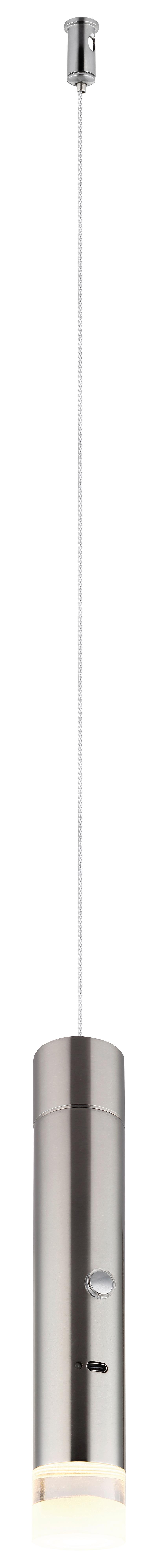 LAMPA WISZĄCA LED 16060N PELO - przejrzysty/kolor niklowy, Design, tworzywo sztuczne/metal (38/120cm) - Globo