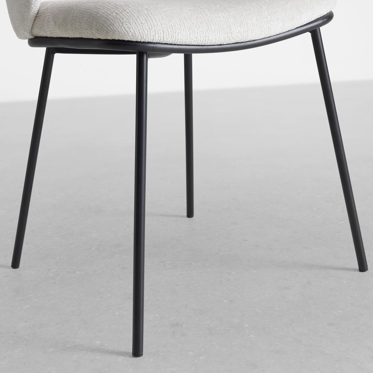 Stuhl Malea Beige Chenille Gepolstert - Beige/Schwarz, MODERN, Holz/Textil (49/76/55cm) - Bessagi Home