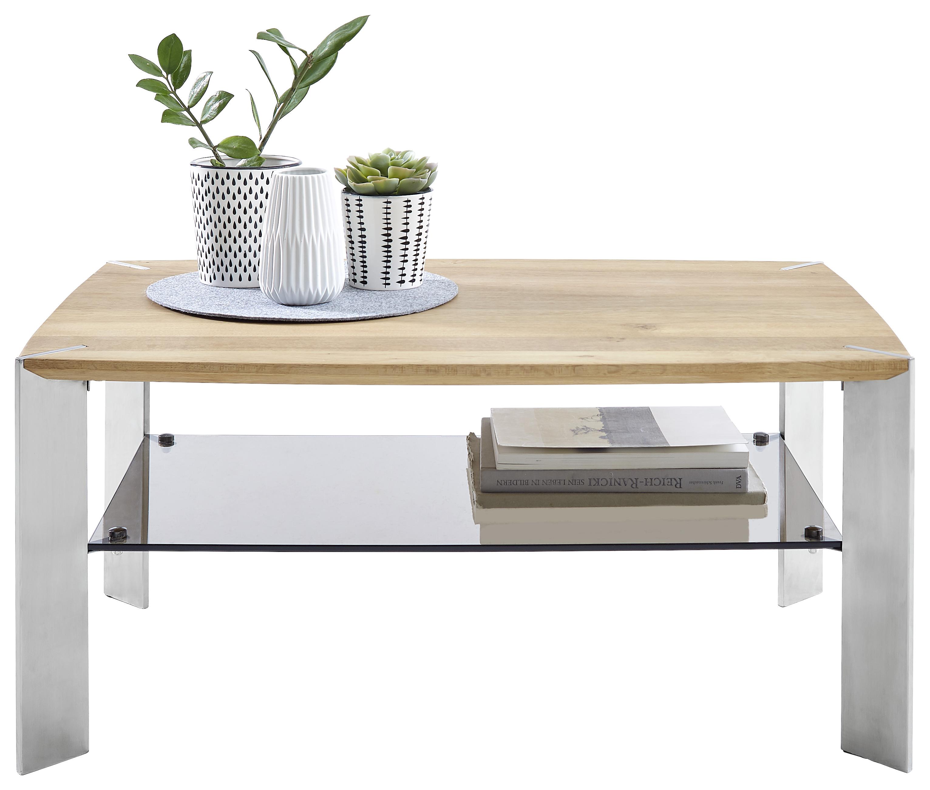 STOLIK KAWOWY NELIA 2 -EXKLUSIV- - kolor dębowy/kolor stalowy, Konventionell, metal/drewno (90/60/40cm) - Linea Natura