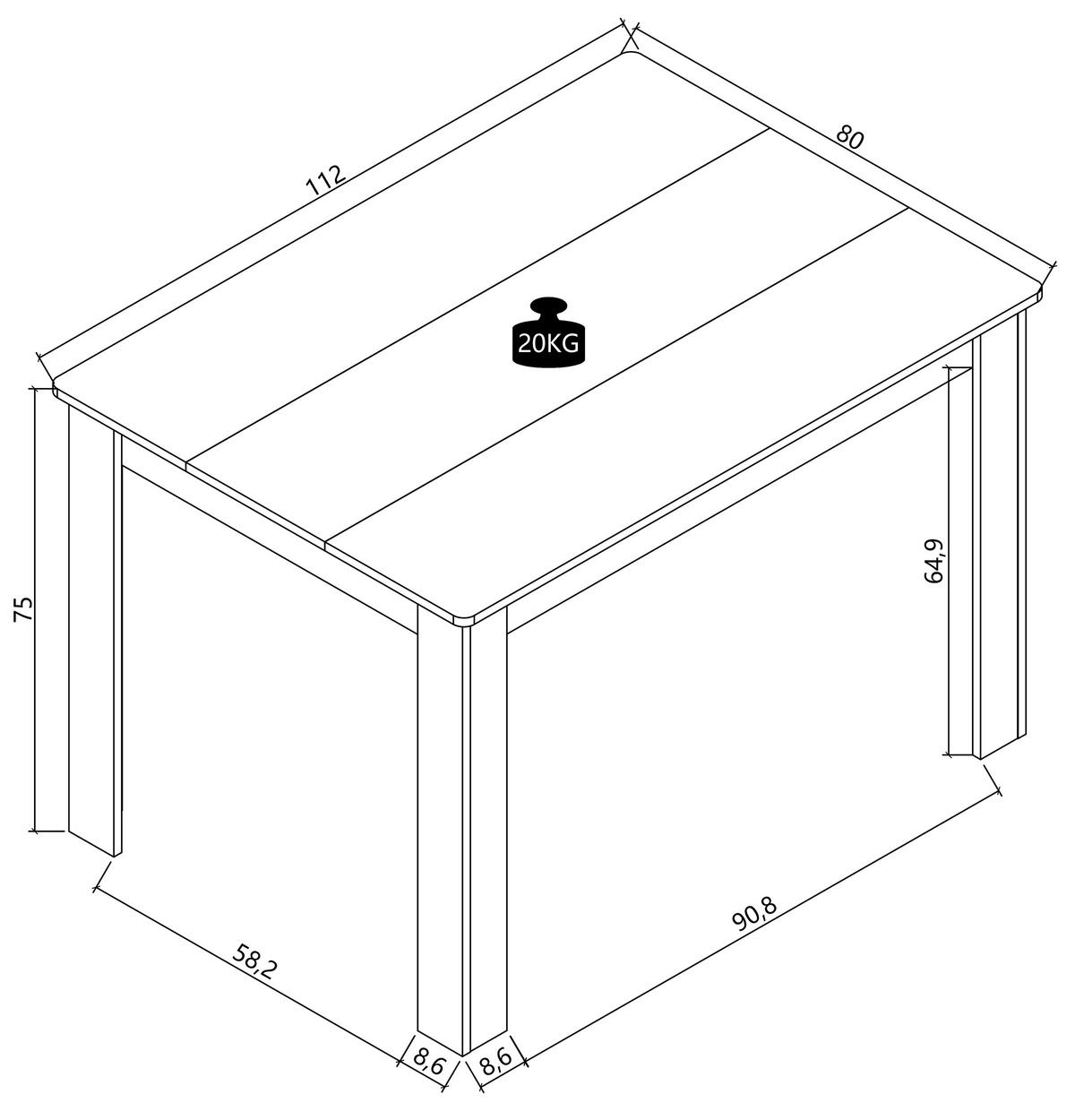 Esstisch Vcm Esstisch "disalo" 115x80 - Honigeiche/Weiss, Modern, Holzwerkstoff (115/80/75cm) - MID.YOU