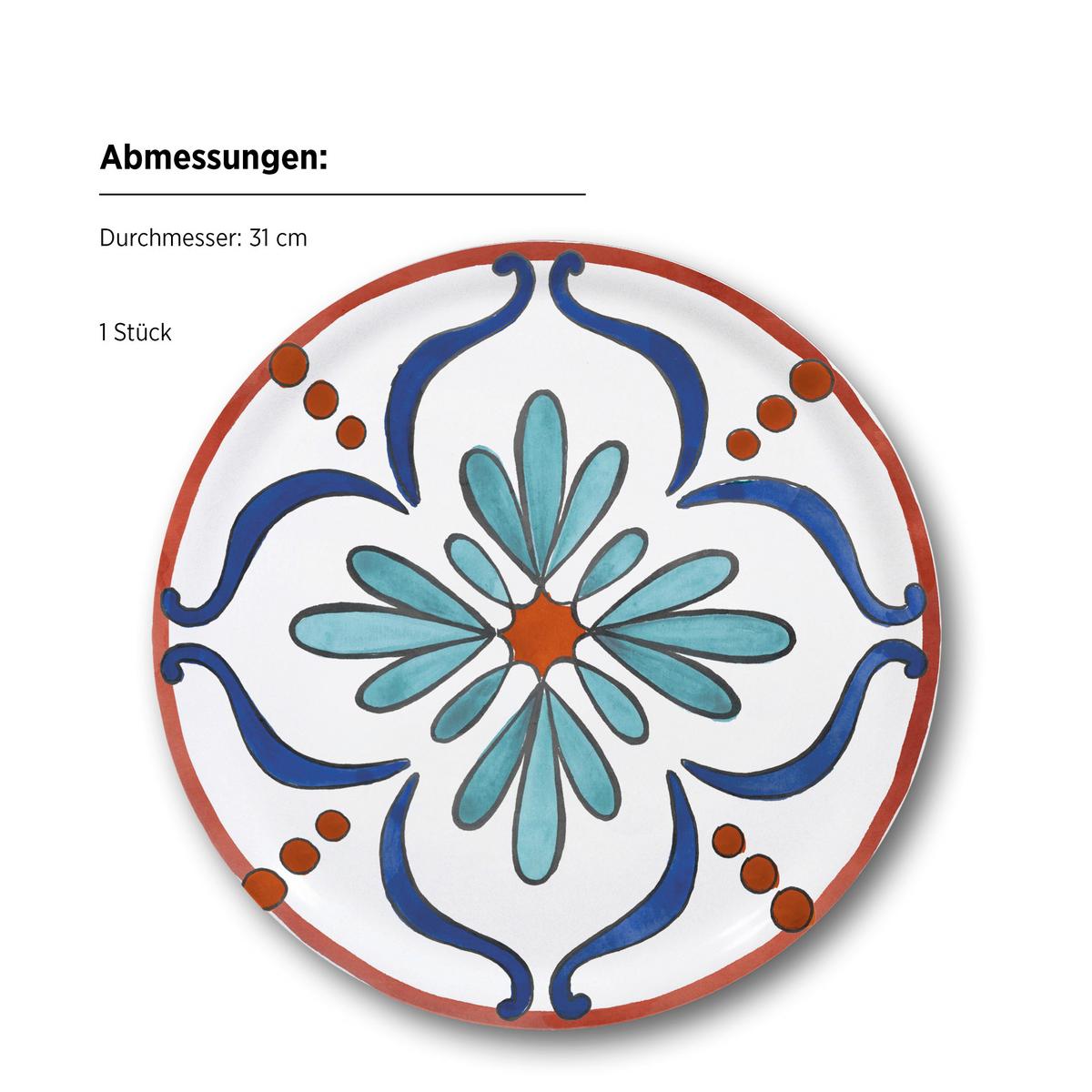 Pizzateller 935613 Margot Pizzatellerset - Weiss/Rot, Basics, Keramik (31cm) - Mäser