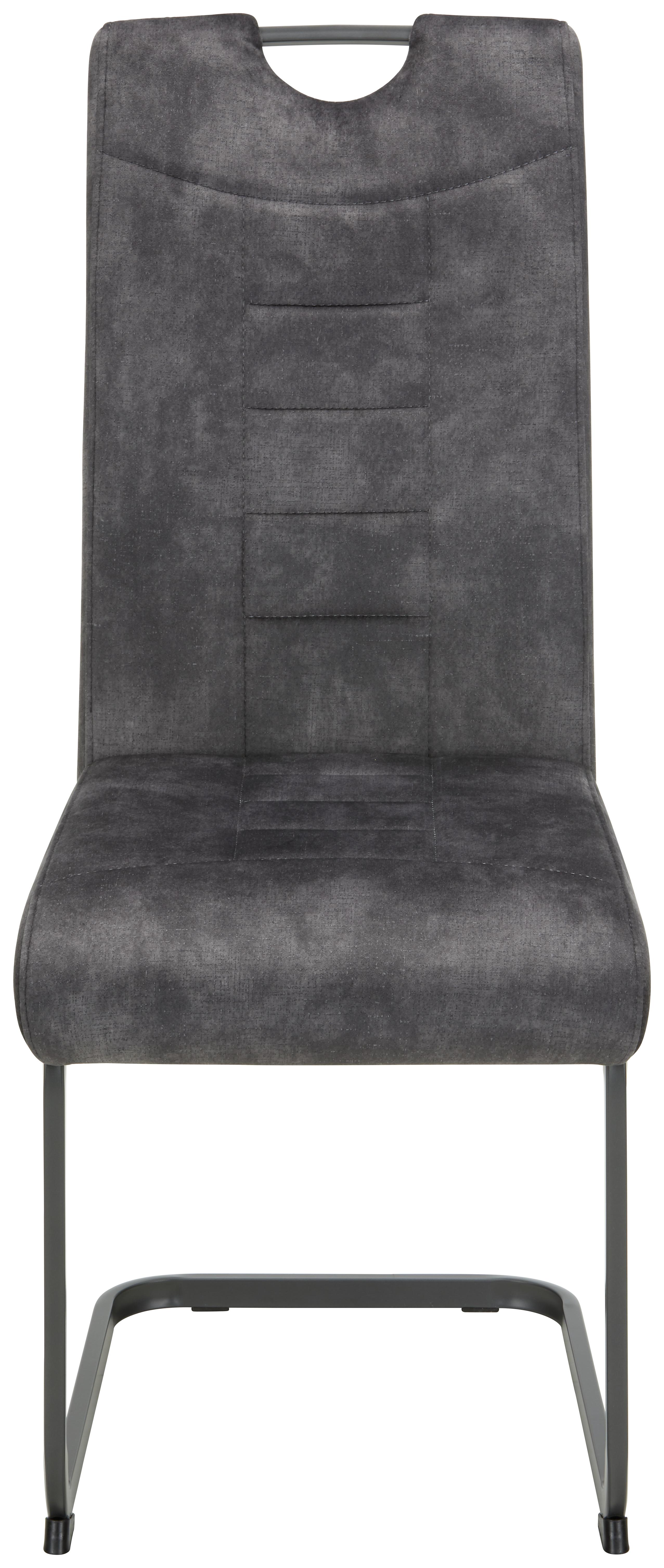 Szánkótalpas Szék Ruby 2 - Antracit/Szürke, modern, Fém/Textil (43/100/58cm) - Modern Living