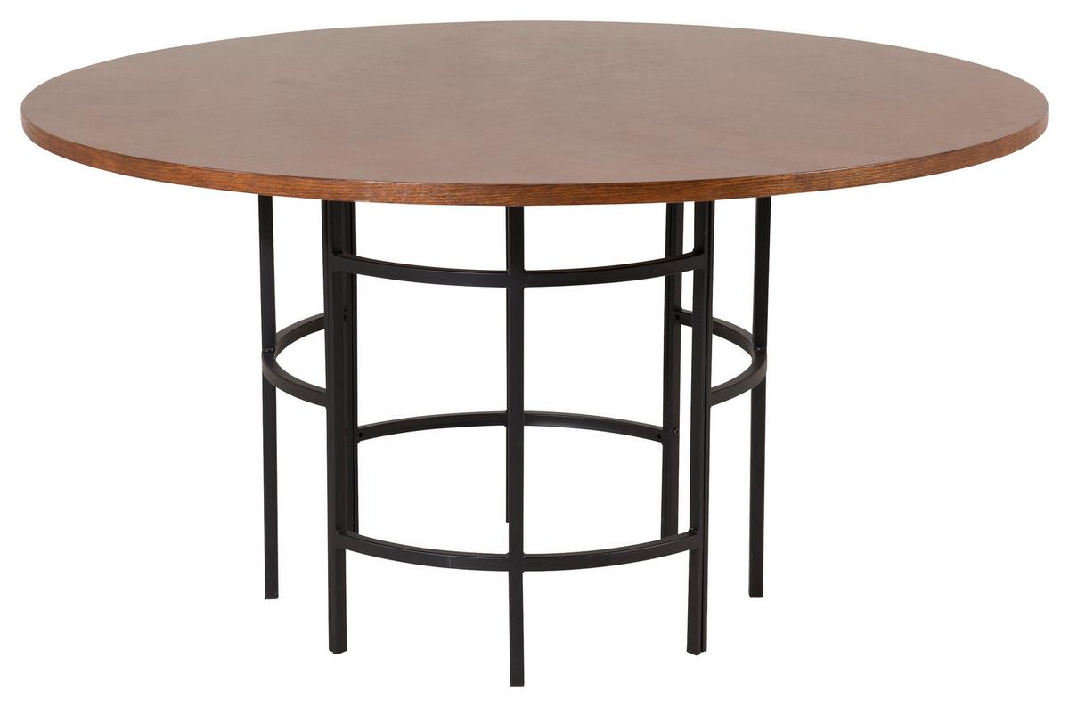 Esstisch Copenhagen Ø ca. 140 cm Cognac - Cognac/Schwarz, Design, Holzwerkstoff/Metall (140/140/75cm) - Livetastic