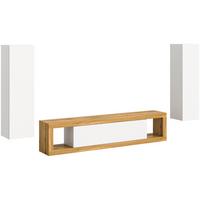 Ansamblu mobilier camera de zi TANGO - alb/stejar Wotan, Design, material pe bază de lemn (270/135/30cm) - Modern Living