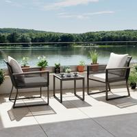 ZESTAW BALKONOWY PAULINA - jasnoszary/czarny, Modern, tworzywo sztuczne/metal - Bessagi Garden