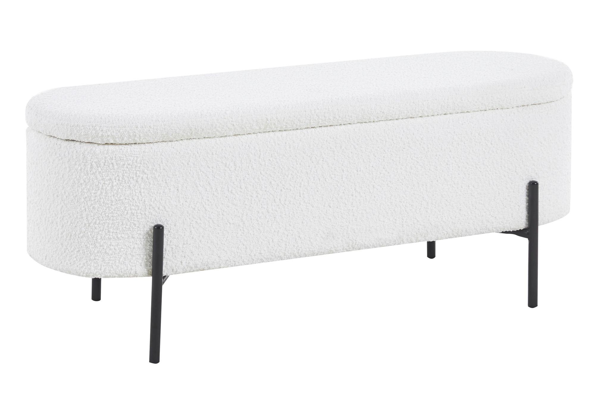 Klop Bouclé, Bela - črna/bela, Moderno, kovina/tekstil (110/44/40cm) - Livetastic