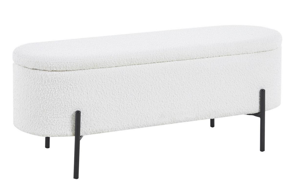 Klop Bouclé, Bela - črna/bela, Moderno, kovina/tekstil (110/44/40cm) - Livetastic