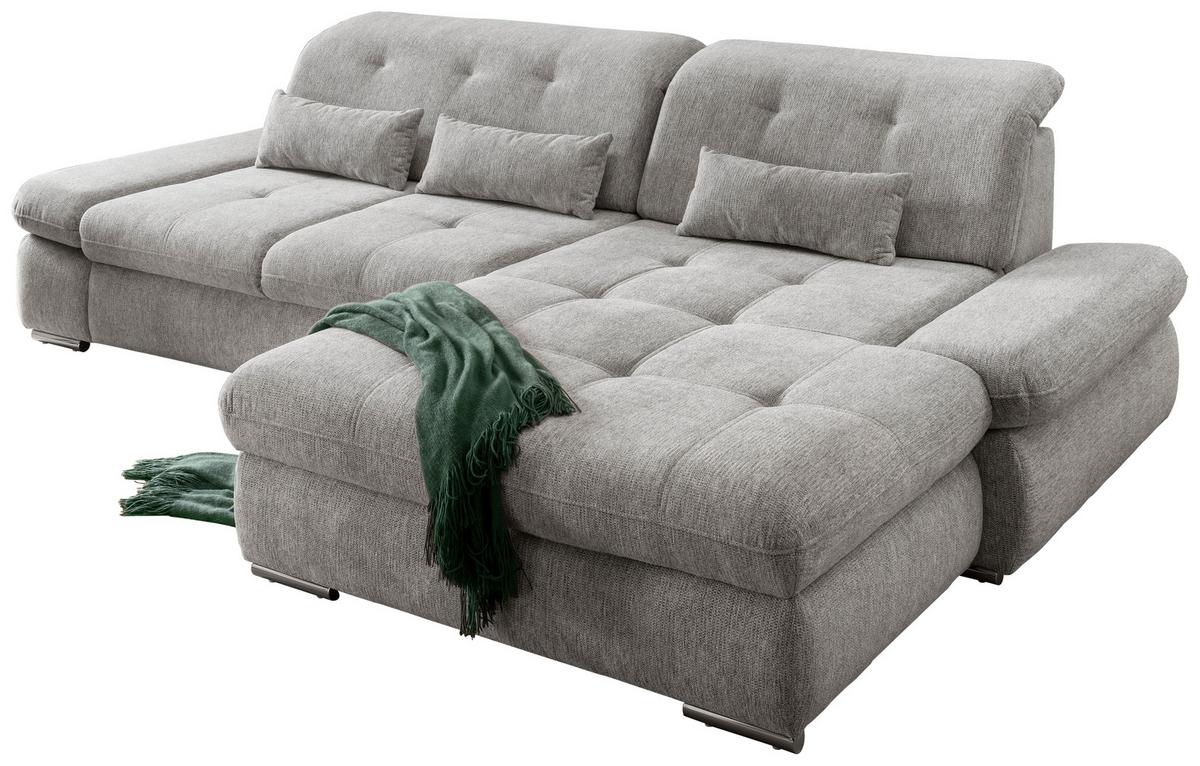 Wohnlandschaft Dalida Silberfarben Chenille - Chromfarben/Silberfarben, Design, Textil/Metall (300/196cm) - Livetastic