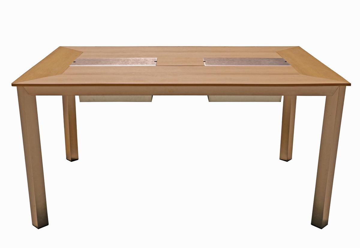 Gartentisch Florence integrierte Eisbehälter - Champagner/Grau, Basics, Kunststoff/Metall (150cm) - Gardenson