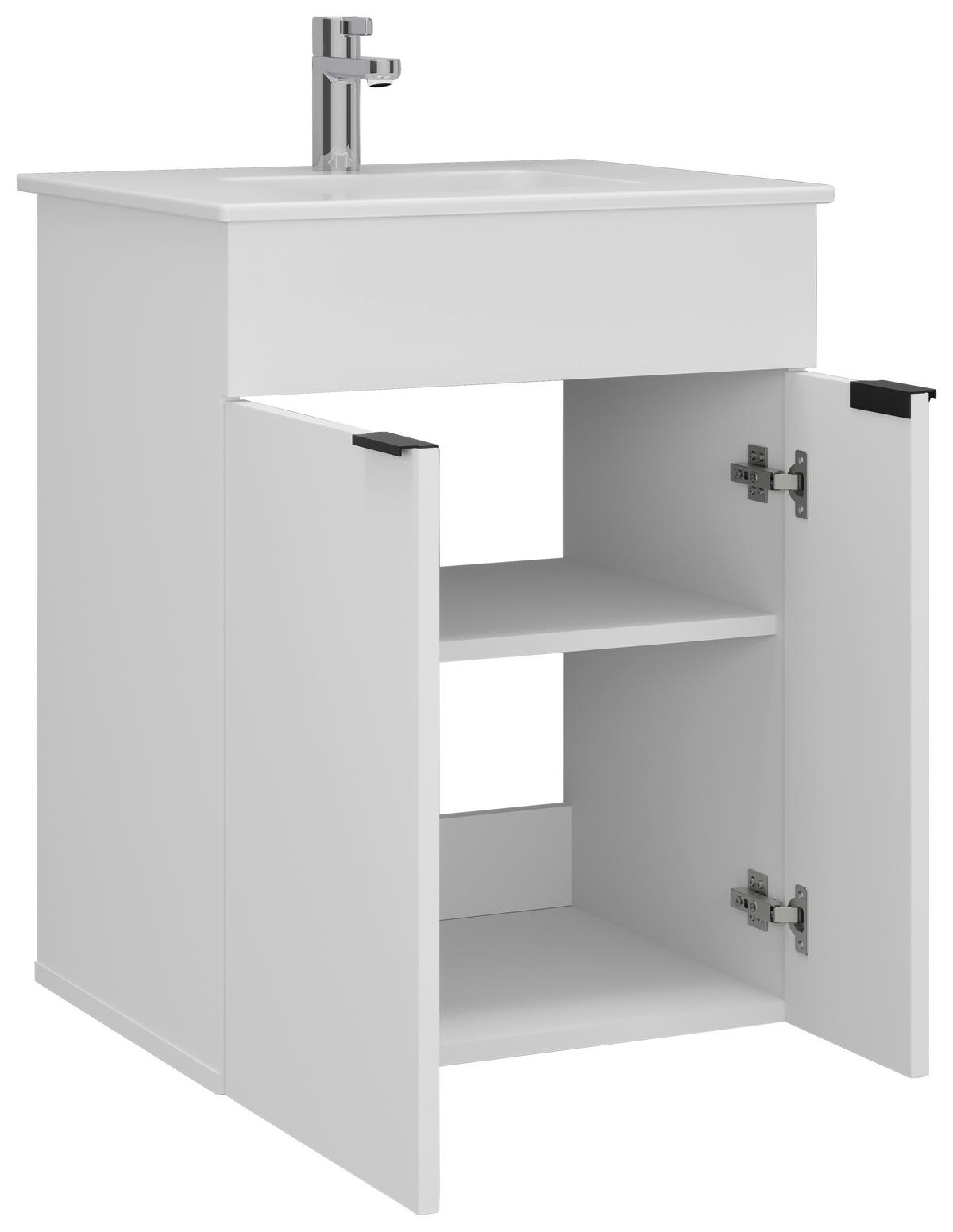 Waschtischkombi Napoli Weiß - Schwarz/Weiß, MODERN, Keramik/Holzwerkstoff (60/78/46cm) - Mömax