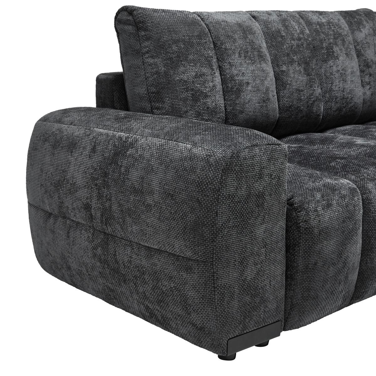 Wohnlandschaft Bolonia Graphitfarben - Schwarz Hochglanz/Graphitfarben, MODERN, Textil/Metall (273/166cm) - Mömax