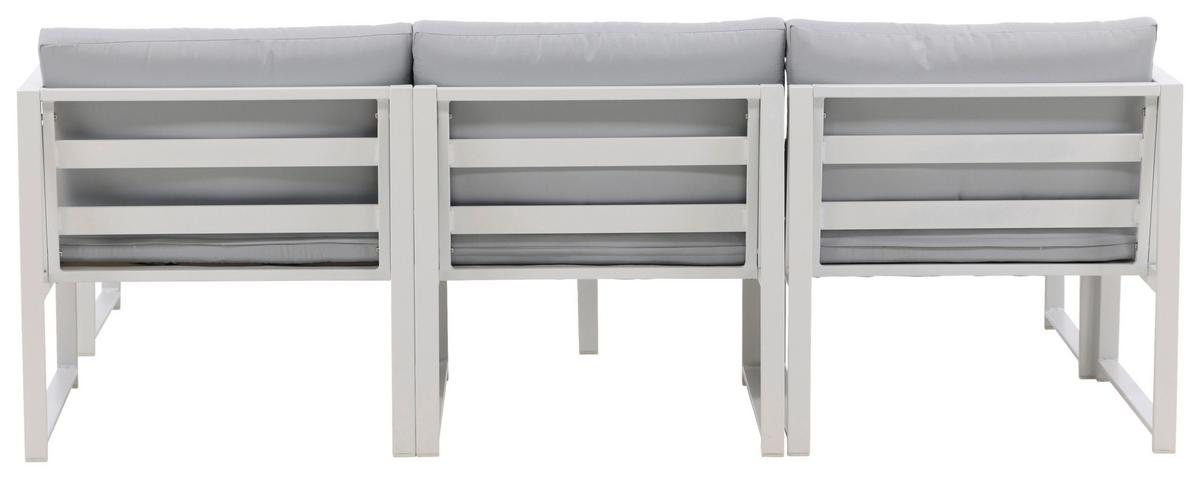 LOUNGEGARNITUR SALVADOR - Weiß/Grau, KONVENTIONELL, Textil/Metall - Gardenson