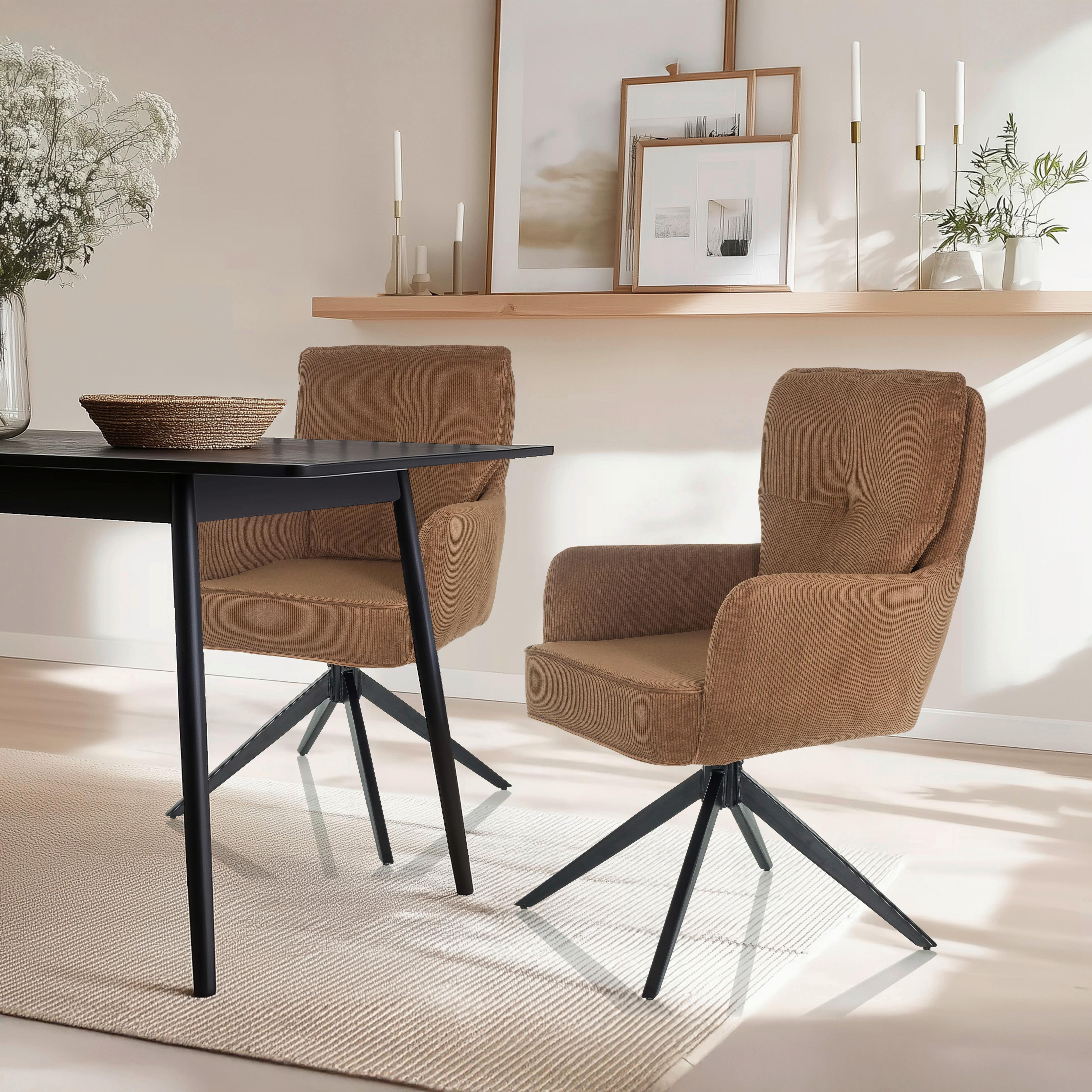 Naslanjač Tarugo, Rjava - črna/rjava, Moderno, kovina/tekstil (58/94/60cm) - MID.YOU