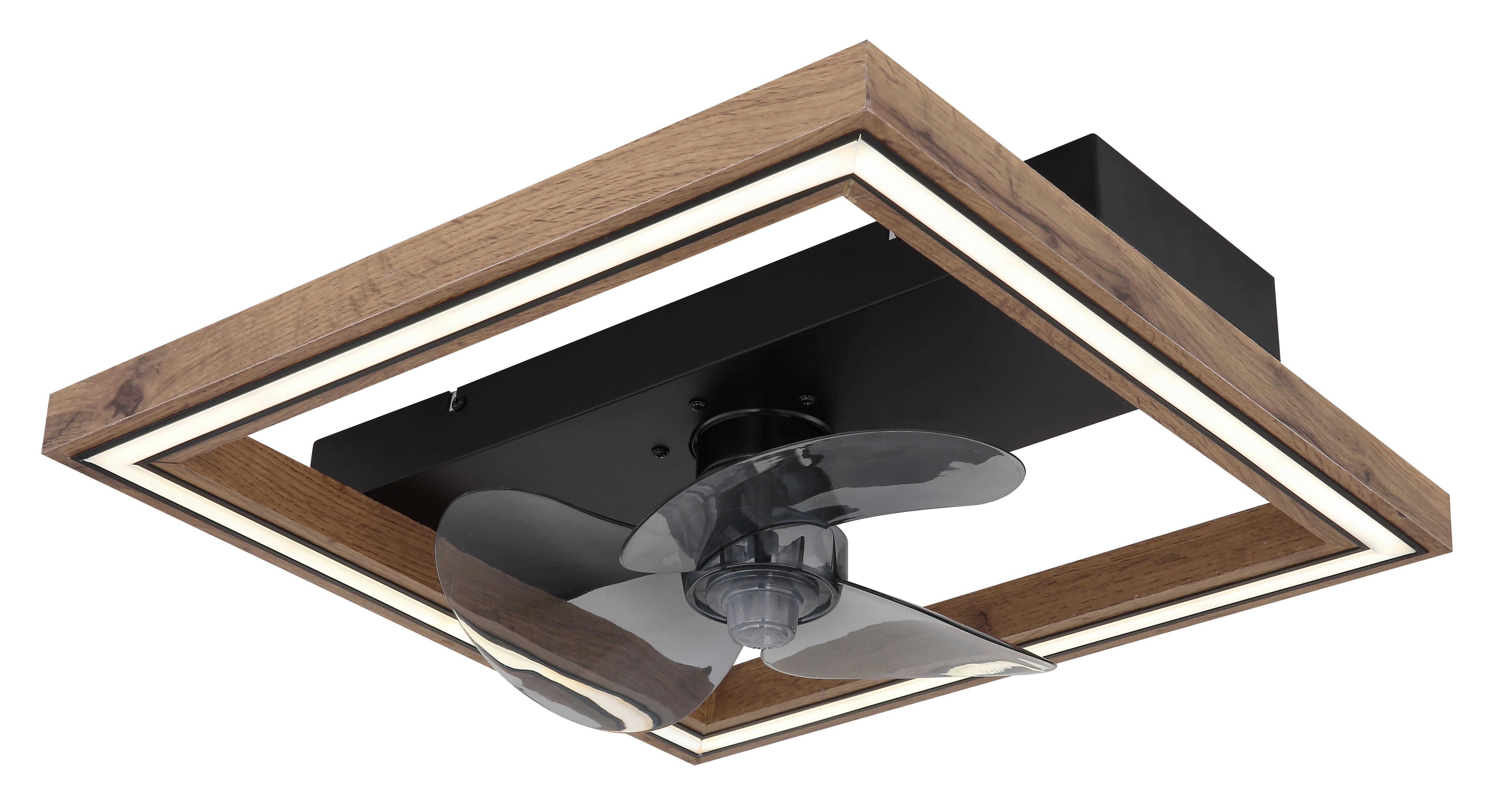 DECKENVENTILATOR 03659 - Dunkelbraun/Opal, Natur, Holzwerkstoff/Kunststoff (44/44/13,5cm) - Globo