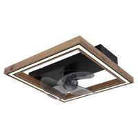 Deckenventilator Celinata Opal/Schwarz/Dunkelbraun - Dunkelbraun/Opal, Natur, Holzwerkstoff/Kunststoff (44/44/13,5cm) - Globo