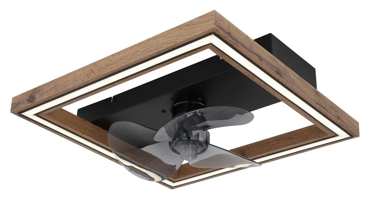 Deckenventilator Celinata Opal/Schwarz/Dunkelbraun - Dunkelbraun/Opal, Natur, Holzwerkstoff/Kunststoff (44/44/13,5cm) - Globo