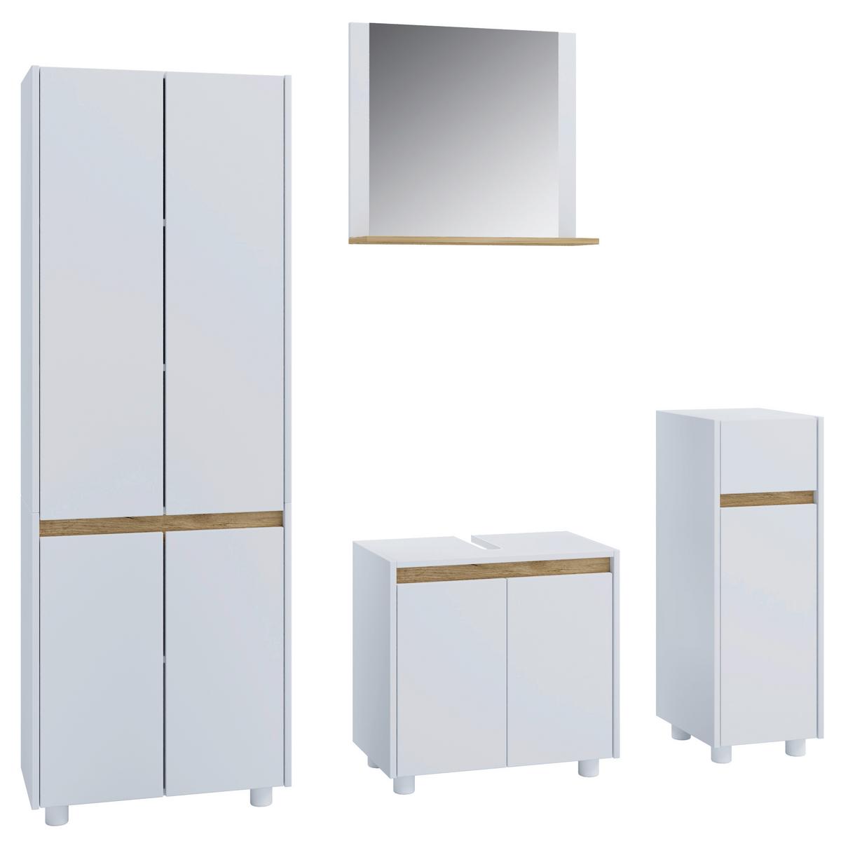 Badezimmer Cosila - Honigeiche/Weiss, Trend, Holzwerkstoff/Kunststoff (154cm) - MID.YOU