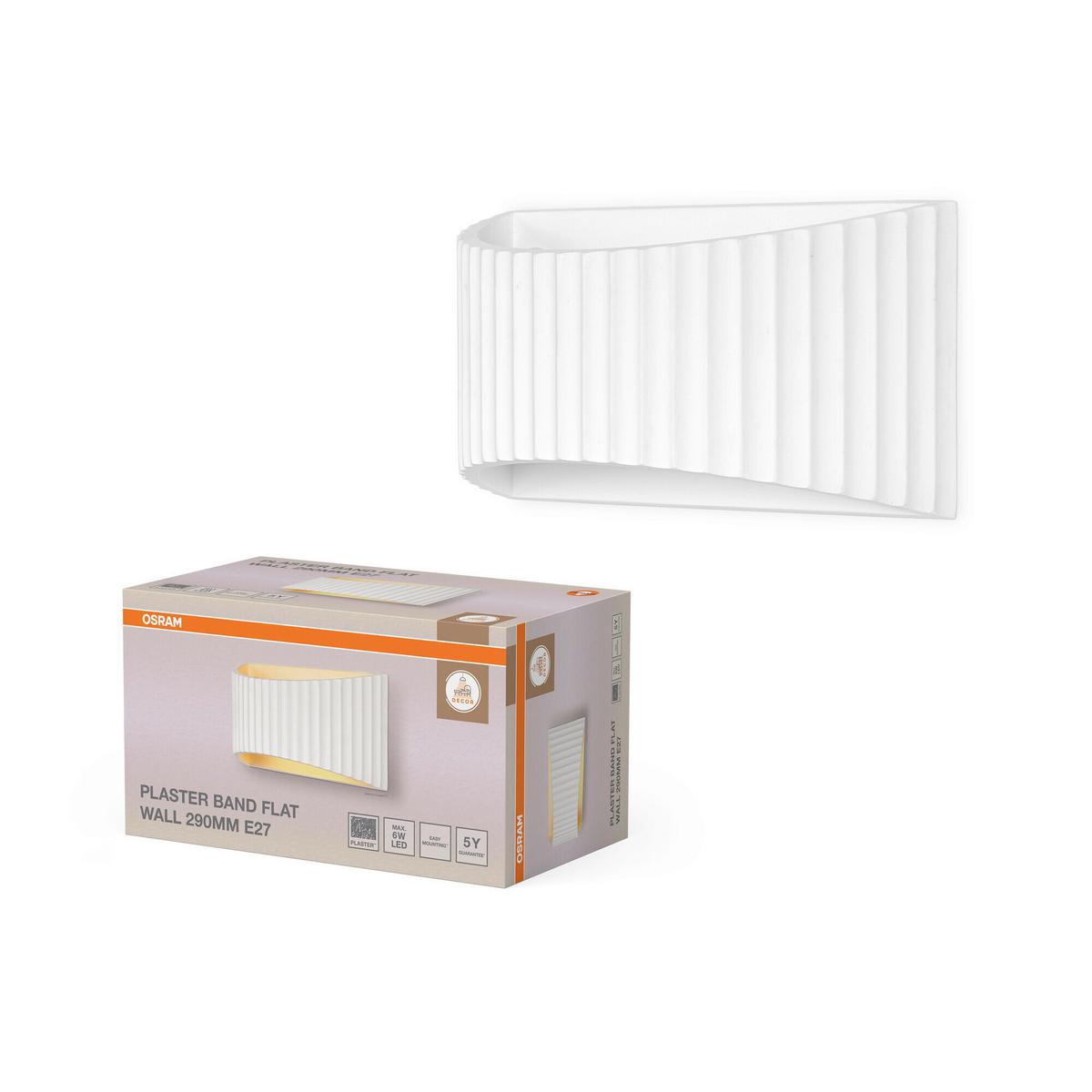 KINKIET DCR PLSTR BANDFLAT W 290 1XE27 - biały, Basics, kamień (29/11,8/15cm) - Osram