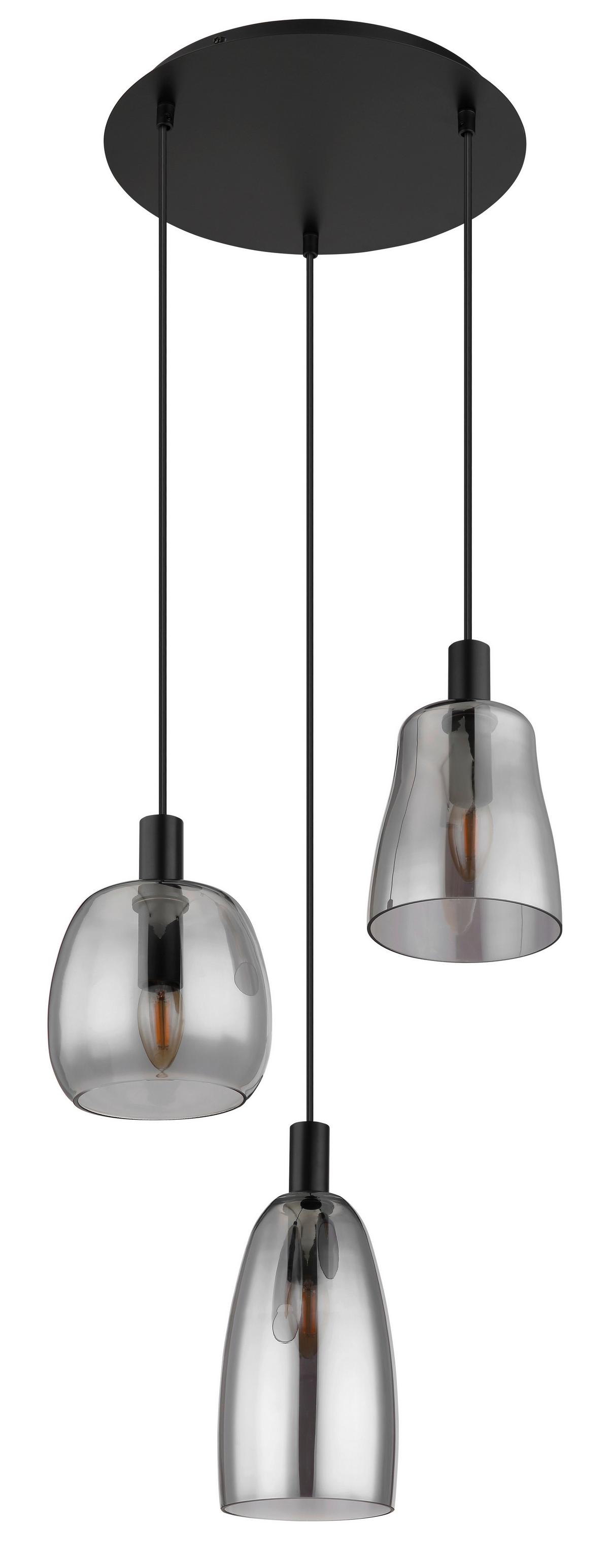 Hängeleuchte Garri max. 40 Watt - Schwarz, Design, Glas/Metall (43/150cm) - Globo